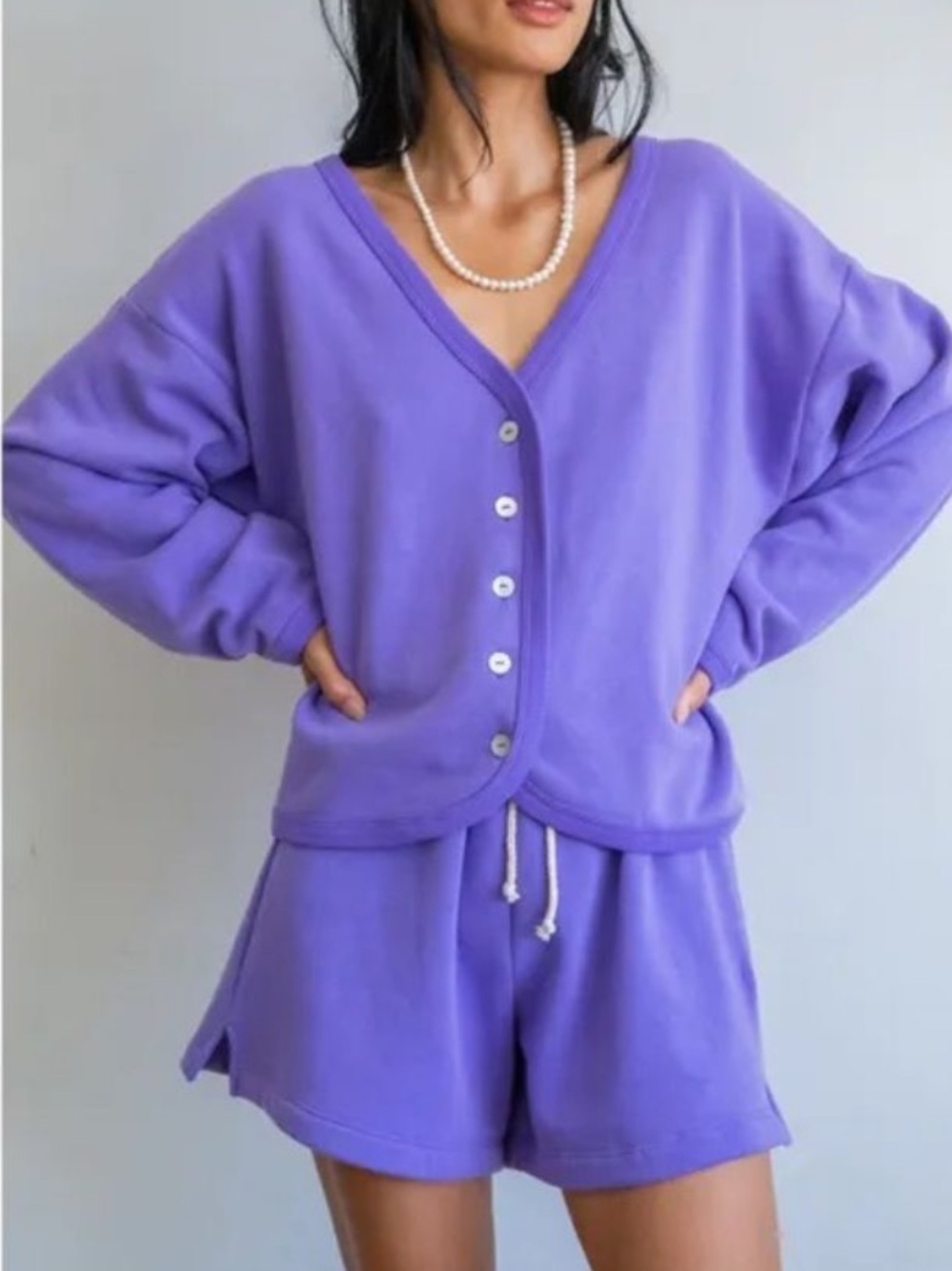 Donni Purple Lavender Fleece Cardigan
